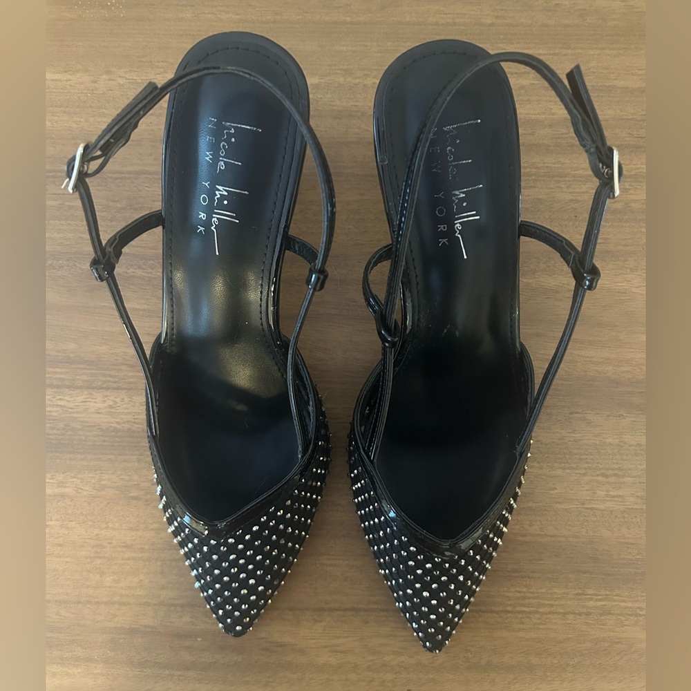 Nicole Miller Size 9 Rhinestone Mesh Slingbacks - Worn Once